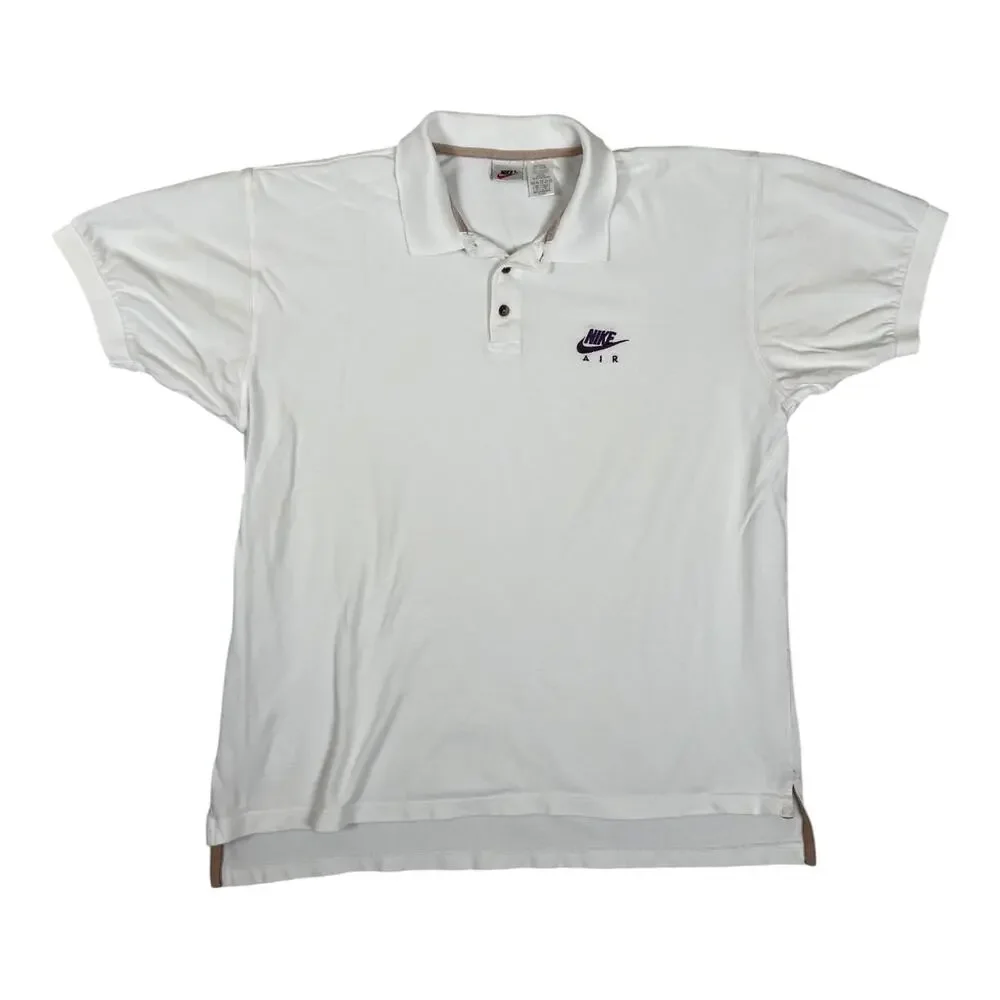 Vintage Nike Air Polo Shirt Mens XL White Short Sleeve Embroidered Swoosh Logo